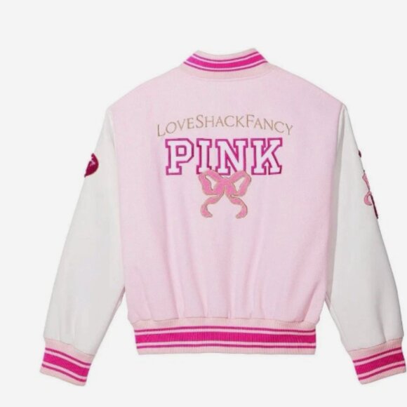 Victoria’s Secret PINK x LoveShackFancy Reissued Boyfriend Varsity Jacket - Picture 1 of 6